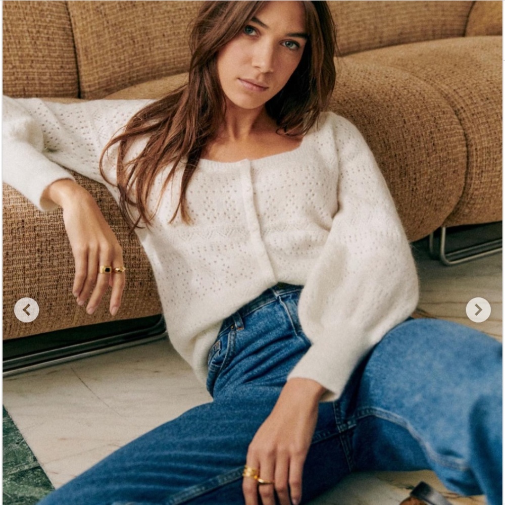 Sezane Esmee Cardigan in Ecru, size Large